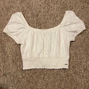 Hollister white crop top